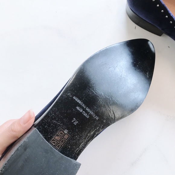 SIGERSON MORRISON velvet midnight blue studded loafers tuxedo flats - Picture 2 of 5